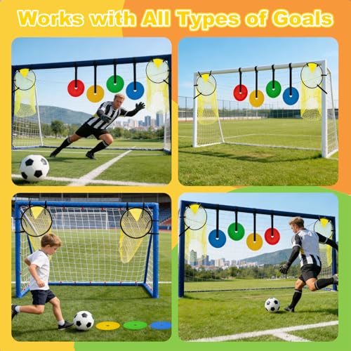 6 Pcs Football Target Net Set Soccer Goal Targets with Adjustable Straps, Corner Soccer Train Goal for Shooting Accuracy Training Top Bins Soccer Target Goal for Lacrosse, Hockey, Football