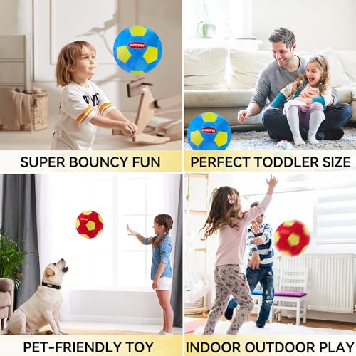 2 Pack Indoor Soccer Ball Size 4,Kids Soccer Ball Padded for Inside Your Home,Soft and Safe Foam Ball for Toddlers,Size 4 Soccer Balls Includes Pump and net,Best Gift for Boys and Girls