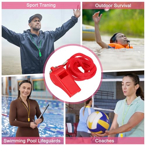 Whistles with Lanyard, Training Sports -Fitting for (Coaches/Referee/Outsides/Team Events) - color: Red