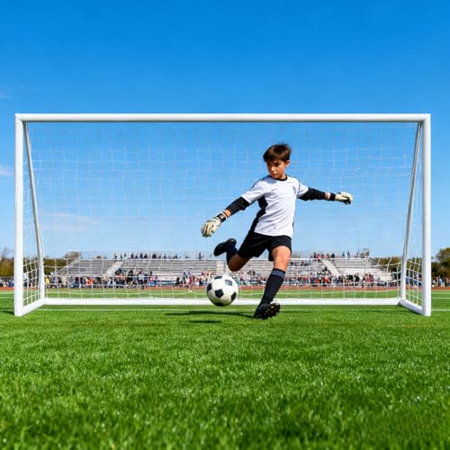 ZENY Portable Soccer Goal for Backyard,12x6 / 10x6.5 / 8x5 / 6x4 ft Kids Adults Soccer Net and Frame for Home Backyard Practice Training Goals, Soccer Training Equipment - style: 12 x 6 FT - HPVC