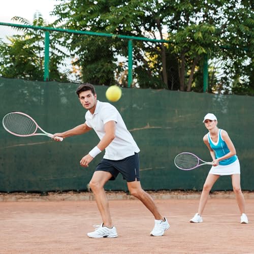 Tennis Rackets Set of 2 for Adults, 27 Inch Pre-Strung Beginners Lightweight Aluminum Tennis Racquet Set with Balls and Bag, Large Sweet Spot for Men Women