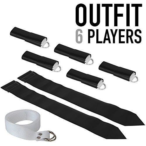 Crown Sporting Goods 6-Pack Flag Football Team Set - 6 Belts with 12 Flags Plus Accessories - color: Black