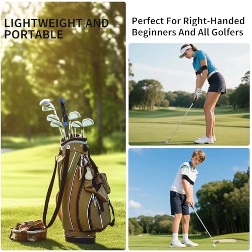 Golf Grip Trainer for Right-Handed Players, Swing Training Aid with Arm Strap for Improving Grip Position and Swing Form, Suitable for Beginners and All Skill Levels