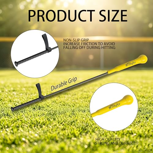 54" Baseball Hitting Stick Training Aid: Realistic Stitch Batting Trainer for Softball & Baseball Swing Mechanics - Improving Hand-Eye Coordination - High-Durability Grip Handle