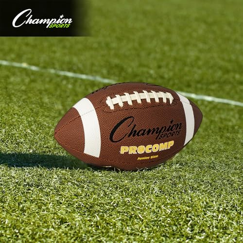 Champion Sports Pro & Composite Series Footballs – Water-Resistant Composite, Indoor/Outdoor, Official–Pee Wee Sizes - size: Junior, style: Pro Composite