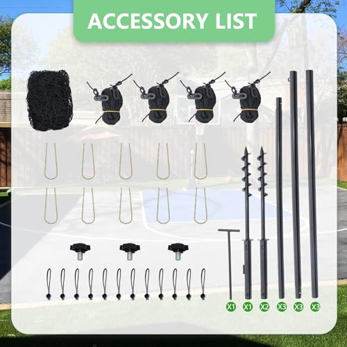 Backstop Net System for Backyard – Heavy Duty Sports Barrier Net with Steel Posts, Movable/Socketed Ball Stop Net for Soccer, Baseball, Training - size: 30FT Wide, style: Socketed-1 Inch Net