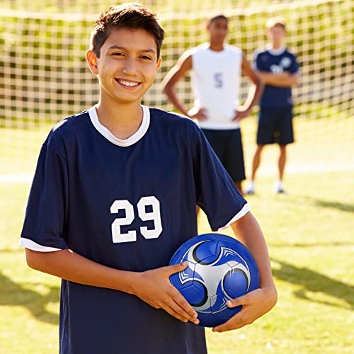 Deekin 6 Pcs Soccer Ball with Pump Size 5/4/3 Official Outside Sport Soccer Deflated Machine Stitched Ball for Indoor Outdoor Sport Training Practice Birthday Gift for Child Adult