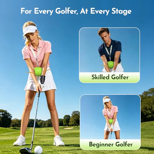 RILL 2-in-1 Golf Training Aid Set, Golf Swing Trainer for Posture Correction, Upgraded Memory Foam Smart Ball with Lanyard & Lead Wrist Trainer Brace for Muscle Memory, Corrects Chicken Wing