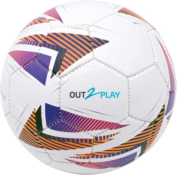 Multi Coloured Geometric Football, White with Purple and Orange Accents