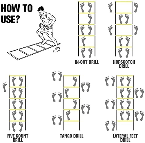 Agility Ladder Flexibility Speed Ladder, Sports Training Set,Fitness Jumping Ladder Footwork Sport Equipment,for Kids/Adults Outdoor Training(Size:8m)