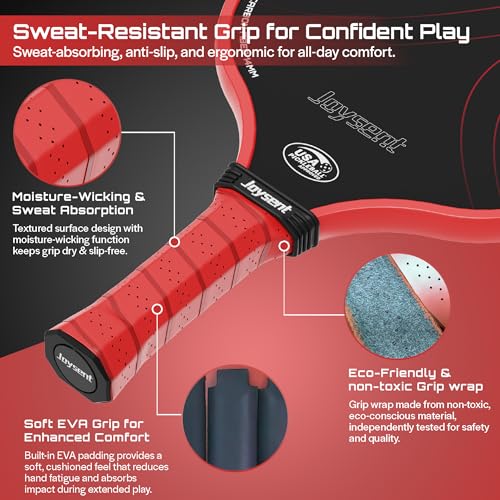 Pickleball Paddles Set, USAPA Approved Carbon Fiber Pickleball Set of 2 with Beginner Pickleball Rackets, Indoor Outdoor Pickle Balls for Adults Men Women, JT-1 - color: Red
