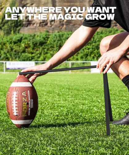 Football Kicking Tee Stand, Portable Field Goal Kicking Holder for Adult & Youth, Pro Metal Place Kickoff Training Practice Stand Equipment Compatible with All Ball Sizes, Black, 1 Pack