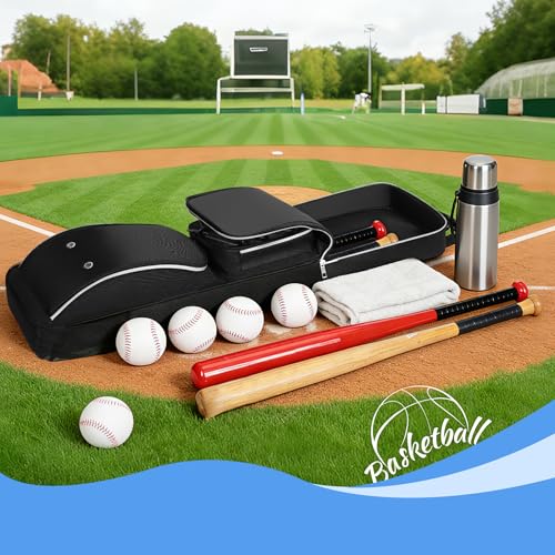 Baseball Bat Bag Backpack for 3-4 Baseball Bats with Multi-pocket and Separate Shoe Compartment, Soft Bat Bag with Fence Hook and Adjustable Shoulder Strap, Suit for Baseball, Softball, T-ball Bat