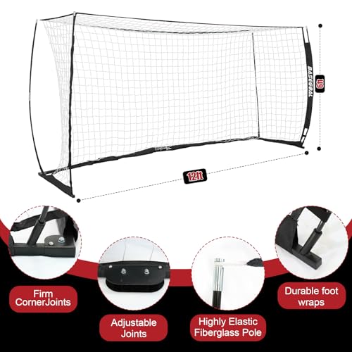 BaseGoal Soccer Goal,Soccer Net,Soccer Goals for Backyard,with Bow Frame,Collapsible Metal Base and Agility Ladder