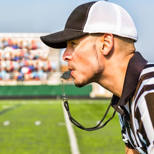 Fya Plastic Whistle with Lanyard, Loud Clear Black Whistles Bulk Great for Coaches, Referees, and Officials - color: 12PCS