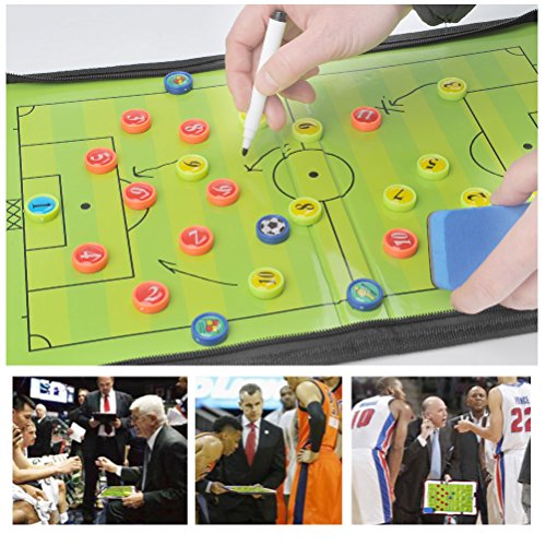 FOCCTS Magnetic Soccer Coaching Board, Football Coaching Board Coaches Clipboard Tactical with 26 Magnets, Dry Erase Marker, Eraser, Foldable and Portable Soccer Tactics Board