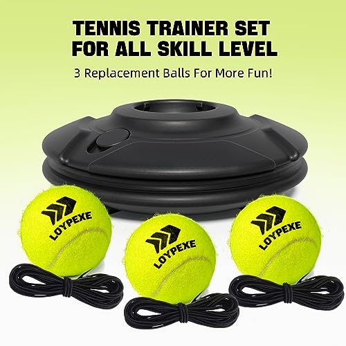 Tennis Practice Rebounder Tennis Trainer Set with String Solo Tennis Trainer Practice Equipment 3 Replacement Rebound Balls Portable Tennis Practice Equipment for Adults Kids