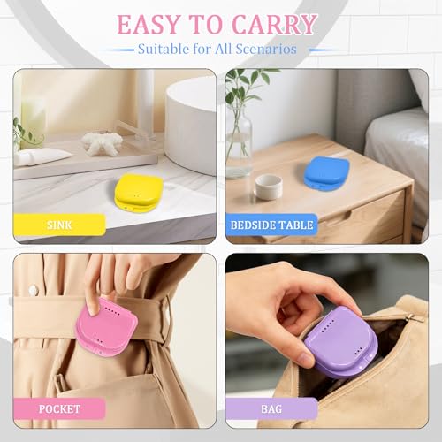6Pcs Retainer Case,Slim Aligner Case with Vent Holes,Mouth Guard Case Dental Storage Container for Aligners Mouthpieces and Daily - color: Multicolor