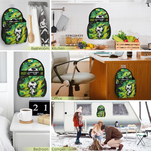 QsirBC Soccer Ball Art 1 Pack Wall Hanging Organizer Bag, Waterproof Polyester Storage Bag with Multiple Pockets, Collapsible Hanging Shelves for Home, Kitchen, Closet Organization
