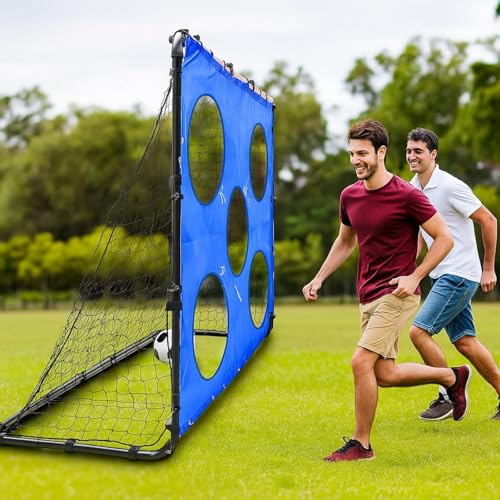 Simgoing 2 in 1 Soccer Goal Portable for Backyard Soccer Training Net Detachable Metal Target Goal Net with Ground Nails for Indoor Outdoor Sports
