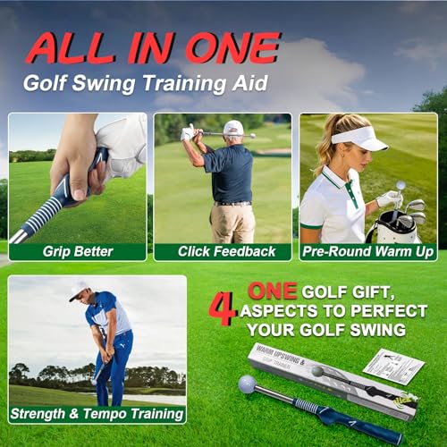MYKUJA Retractable Golf Swing Trainer & Golf Grip Trainer for Warm up, Golf Swing Training Aid, Golf Club Grip Trainer Click Feedback- Tempo Training & Impact Control - Golf Accessories, Right-Handed - color: navy blue