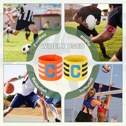 Captain Arm Bands for Soccer, Soccer Captain C Armband, Classic Striped Elastic Protective Arm Badge Player Bands - color: Orange/Yellow