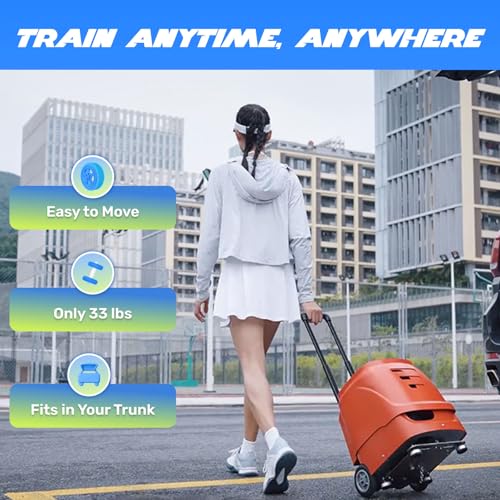 PUSUN|PT-Smart Tennis Ball Machine: App Control with 12 Built-in Training Modes,6-Level Spin,28-Pt,75 MPH,32.6 lbs,100+ Ball,5H Battery, Portable, for Tennis/Padel,Training, Practice,Beginners to Pros