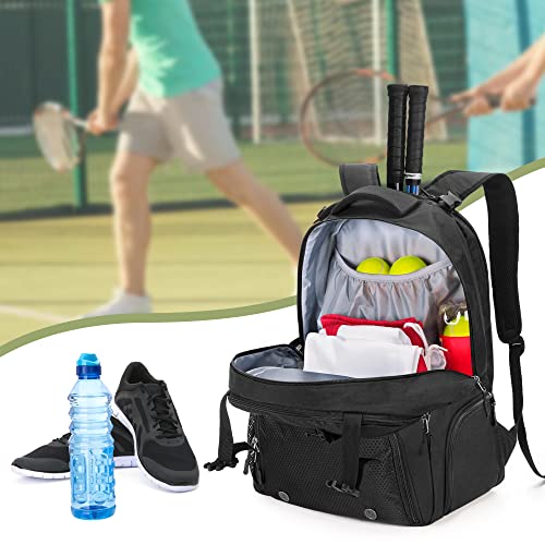 Tennis Backpack for 2 Rackets, Tennis Bag with Separate Ventilated Shoe Space for Tennis/Pickleball/Badminton/Squash Racquet and Accessories