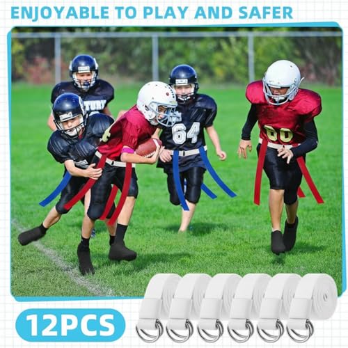 Toulite 12 Pcs Web Football Belts Canvas Belt Long Web Belt Flag Football with Metal for Men Women Kids 1 Inch Wide - color: White