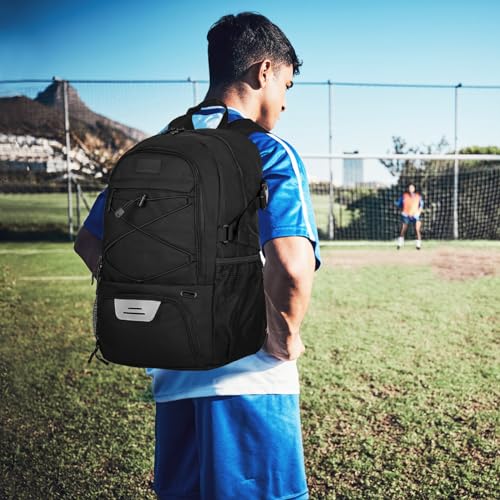 Goloni Soccer Backpack,Basketball Backpack with Ball Compartment & Shoe Compartment,Backpack for Basketball,Soccer - color: Black