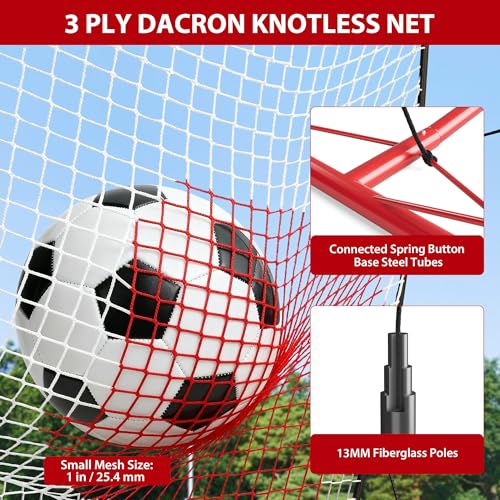 2-in-1 Soccer Rebounder Net 6'x4.7' & 6'x16, Soccer Bounce Back Net Quick Setup for Outdoor Soccer Practice Team & Solo Volley Passing Training