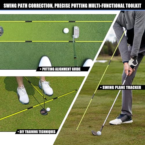 High-Resolution 34pcs Strike Stickers for Putter Wood & Iron Clubs 3 in 1with 2 Pack 40'' Golf Alignment Sticks, Porfessional Alignment Sticks for Swing Trainer Practice