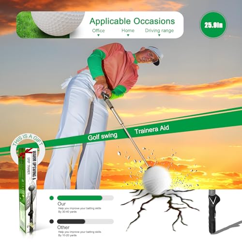 Retractable Golf Swing Trainer - Pro Handed Click Stick Golf Grip Trainer | Golf Grip Swing Training Aid Ideal for Beginners