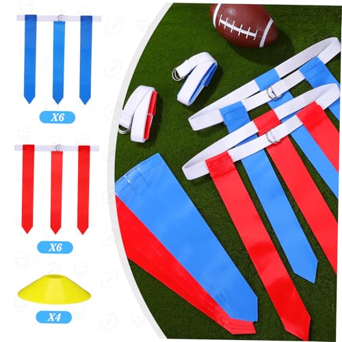 Complete Youth Football Belt Set 12 Belts 4 Cones Flags Ideal for Soccer Equipment for Boys and Girls
