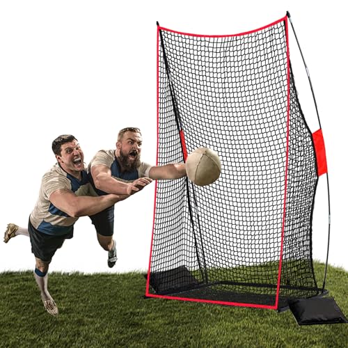 Football Kicking Net Throwing Target - 4x7FT Heavy Duty Iron Base for Backyard Practice Portable Quarterback Training for Youth with Sandbags
