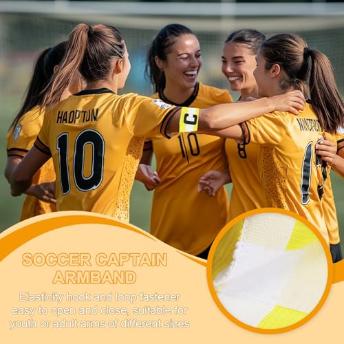 MECCANIXITY Soccer Captain Armband, Captain Arm Bands for Soccer Elastic Captain C Arm Band Sports Captain Armbands for Football Team Training Youth & Adult - color: Yellow/White