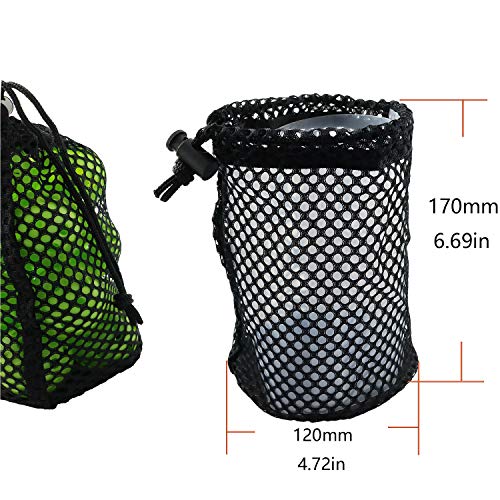 Nylon Mesh Bag 2pcs Black 17x12cm Lightweight Nylon Mesh Golf Ball Bags Holder Storage with Cord Lock Closure for Sports Balls, Toys, Diving