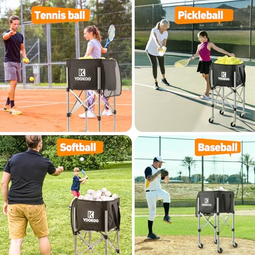 YooKoo Sturdy Tennis Ball Hopper Holds 200 Balls, Lightweight Tennis Ball Basket, Easy to Use Without Installation for Tennis Training and Teaching