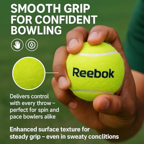 Reebok Tennis Balls for Cricket (Pack of 12) | Ideal for Tournament, Street & Gully Cricket | Durable Practice Balls for All Grounds