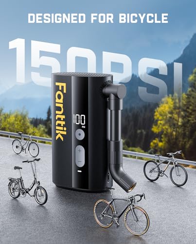 Fanttik X9 Ace Mini Bike Pump, 32s Fast Inflate Bike Pump with Gauge, 150PSI Electric Air Pump with Presta and Schrader Valve, Suitable for Motorcycle, Road Bike, Electric Bike, MTB
