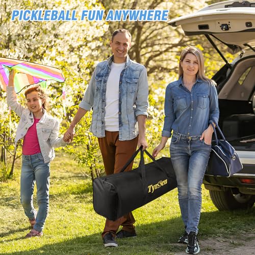 Portable Pickleball Net for Driveway, 22 FT Regulation Size & 11 FT Half Court Size Pickle Ball Net with Ball Collector, 2-in-1 Pickle Ball Net with Carry Bag for Garages Backyard
