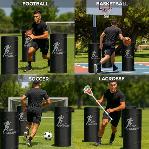 ZivPlay Pop Up Defender Soccer and Basketball Defender Dummy Practice Equipment for Defence Training Drills with Pop Up Barrels Sand Bags and Carry Bag Color Black