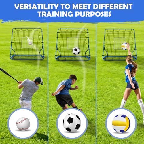 4x4.5FT Baseball Rebounder Net | 4 Adjustable Angles | Pitch Back Baseball Softball Volleyball Rebounder | 1 Strike Zone | Suits Pitchback Trainer for Ground, Line Drive & Fly Balls