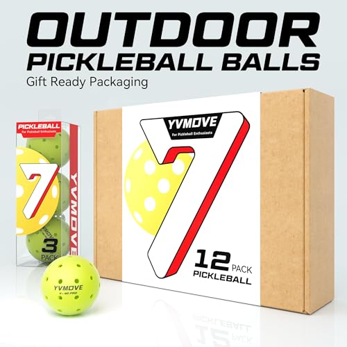 YVMOVE V40Pro Outdoor Pickleball Balls - Seamless Rotational Molding for Crack Resistance - USAPA Standard Bounce&Flight - Neon Green 40-Hole Pickleballs for Tournaments/Family Games (3-Pack/12-Pack) - color: 12 Pack - Neon Yellow