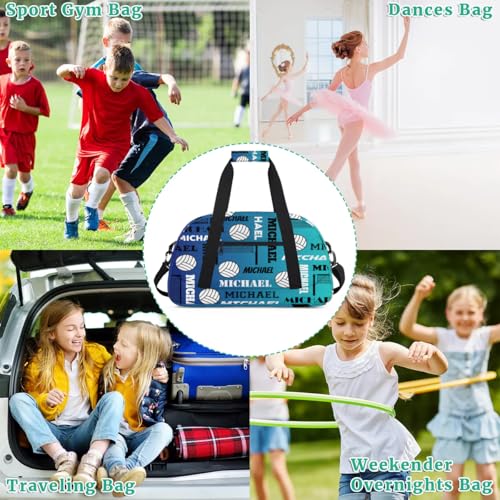 Custom Volleyball Gym Bag Duffel Bag for Women Men, Personalized Name Sport Bag Overnight Bags Customized Travel Weekender Bag, Blue - color: Blue