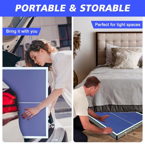 Ping Pong Table Foldable & Portable Table Tennis Table Set for Indoor & Outdoor Games with Net, 2 Paddles and 3 Balls - size: 5FT