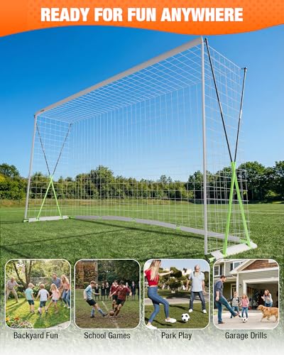 SPOYNAL 12x6 FT Soccer Goal for Backyard Training, Full-Size Portable Soccer Net with Heavy-Duty X Structure & Carry Bag, All-Weather Outdoor Soccer Goals for Teens and Adults