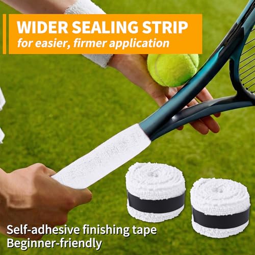 2 Pcs Tennis Racket Grip Tape, Towel Tennis Overgrip Tape, Anti-Slip Absorbent Grip, Racket Overgrip Tape,9 Colors - color: White