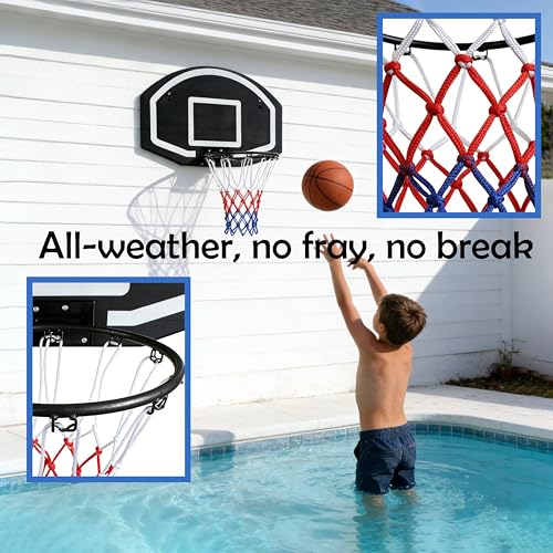 Rakon 18" Replacement Basketball Rim Wall Mount Hoop Hand-Crank Backboard Mounted for Indoor/Outdoor Classic Basketball Court, Teens, Adults, Schools, Parks - color: Square Black