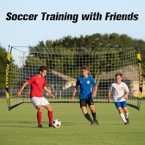 Soccer Goal, 12X6FT Soccer Goals for Backyard Training, Upgraded Collapsible Metal Base, Portable Soccer Goal for Indoor Outdoor, Easy Set Up Soccer Net with 1 Carry Bag & 4 Ground Stakes
